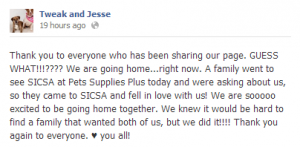 Tweak and Jesse FB post