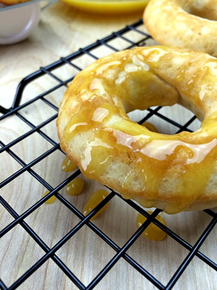 Baked Peach Donuts with Peach Glaze